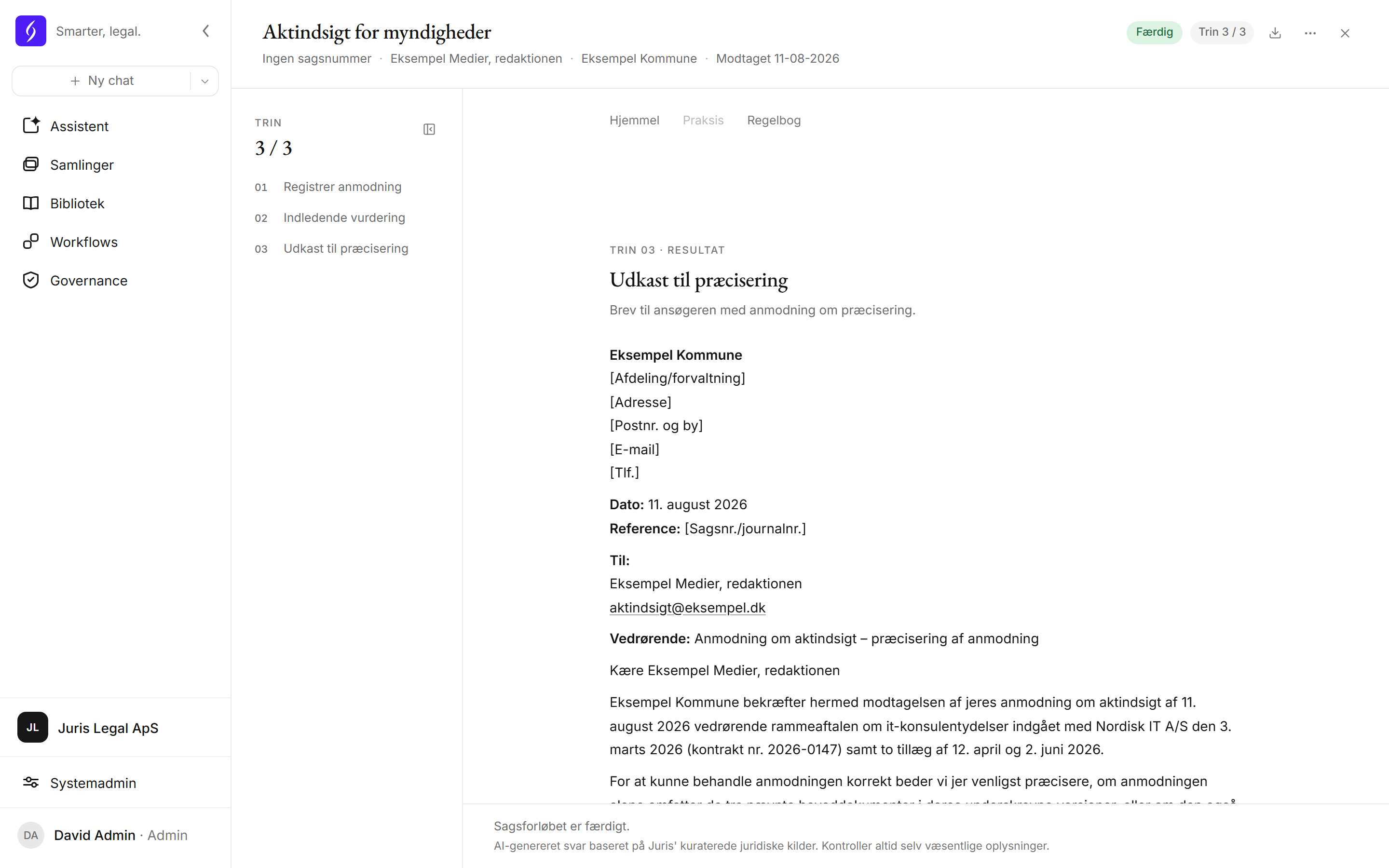 Udkast klar til afsendelse